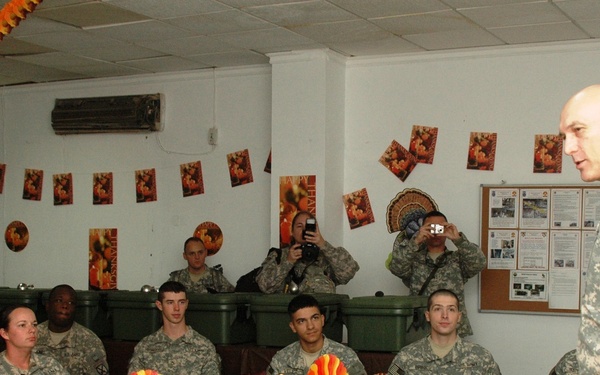 Gen. Odierno visits infantry Soldiers at Joint Security Station Shawra Wa Um Jidir on Thanksgiving