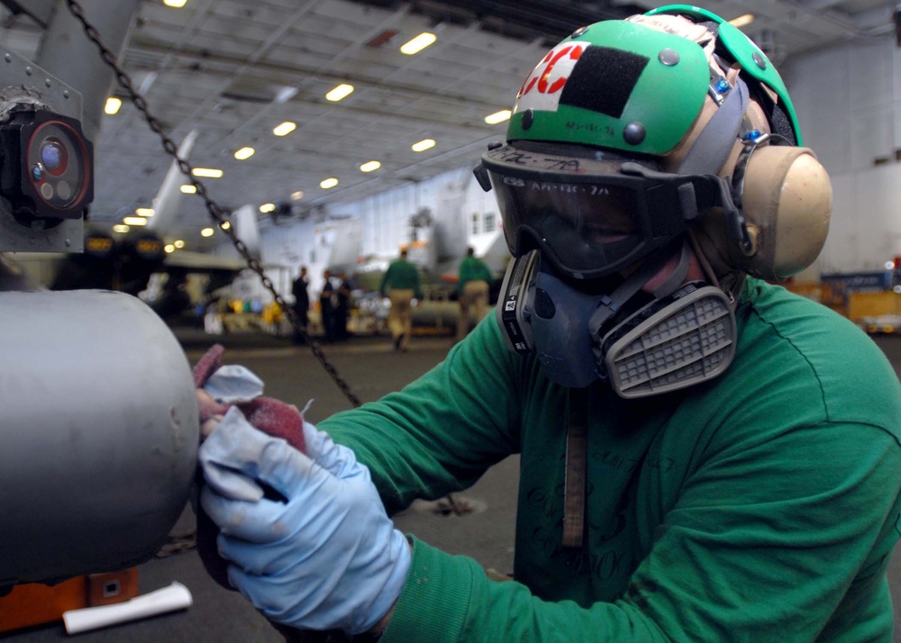 Sailors on the USS Theodore Roosevelt