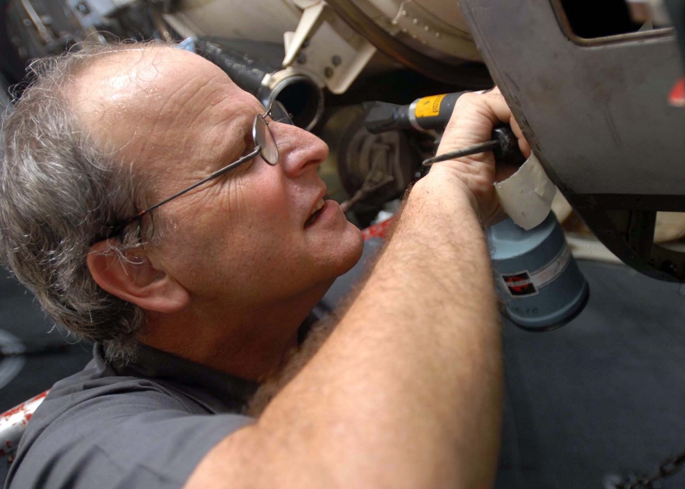 Rivet work in USS Theodore Roosevelt