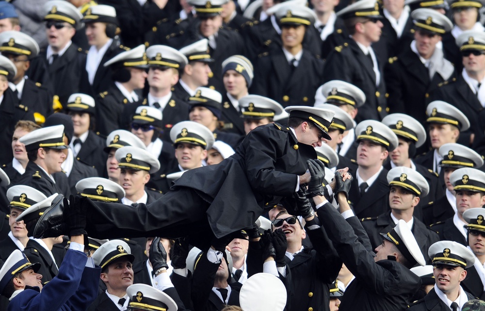 Crowd surfing at the Army-Navy game