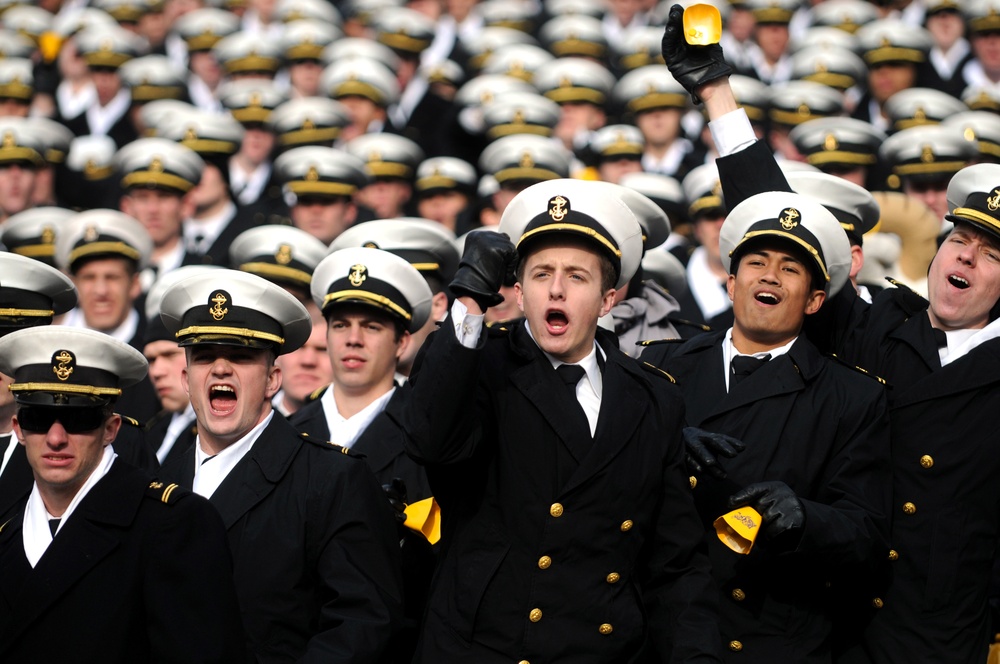 Celebrating a Navy win