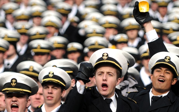 Celebrating a Navy win