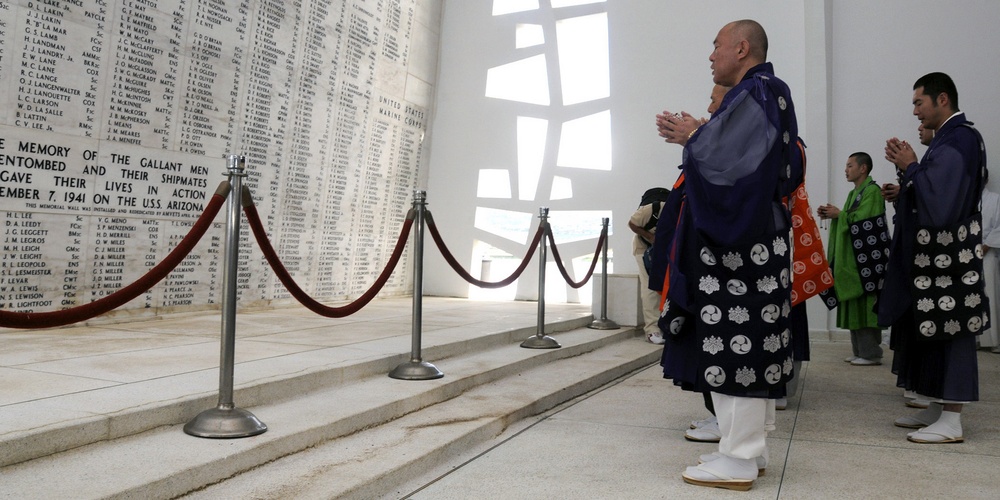 Prayers and honoring at Pearl Harbor