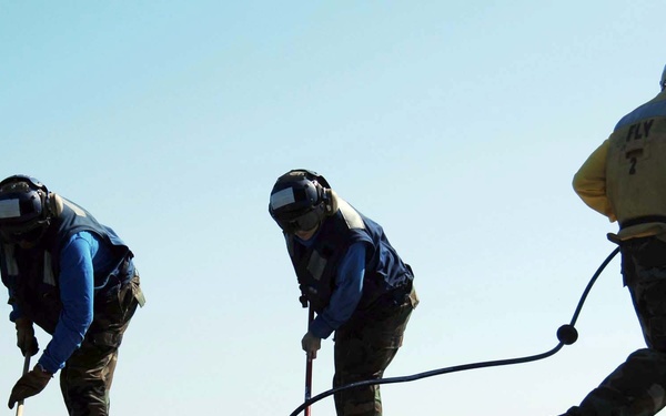 Work aboard the USS Theodore Roosevelt