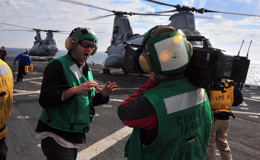 Helicopter landing aboard USS New Orleans