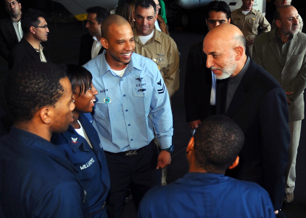 Afghanistan President Visits USS Theodore Roosevelt