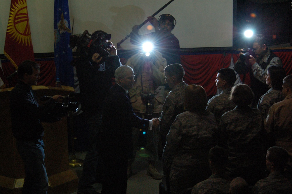 Secretary of Defense Robert Gates Visits Manas Air Base Kyrgyzstan