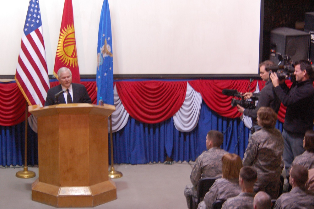 Secretary of Defense Robert Gates Visits Manas Air Base, Kyrgyzstan