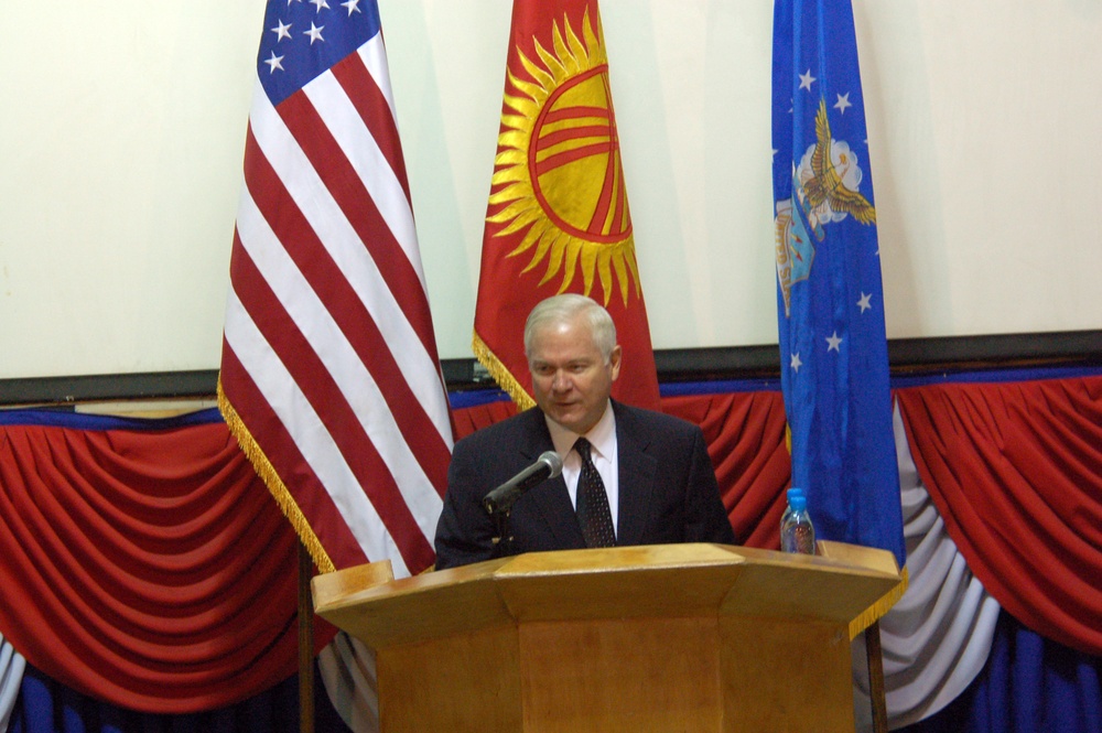 Secretary of Defense Robert Gates Visits Manas Air Base, Kyrgyzstan