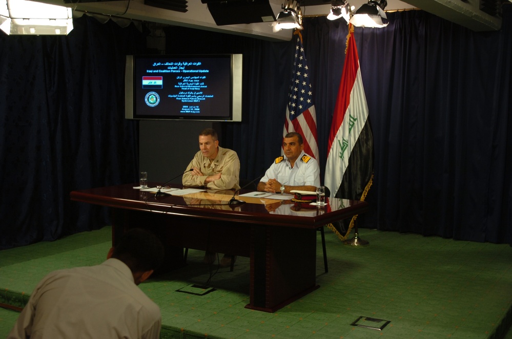 Iraqi navy press conference at Combined Press Information Center