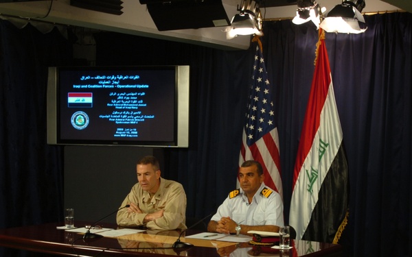 Iraqi navy press conference at Combined Press Information Center