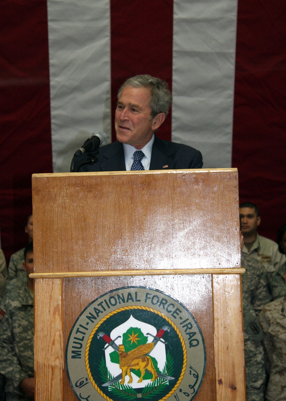 President Bush says 'Thank You' to  deployed troops: Commander In Chief makes final presidential holiday season visit to Iraq, Afghanistan