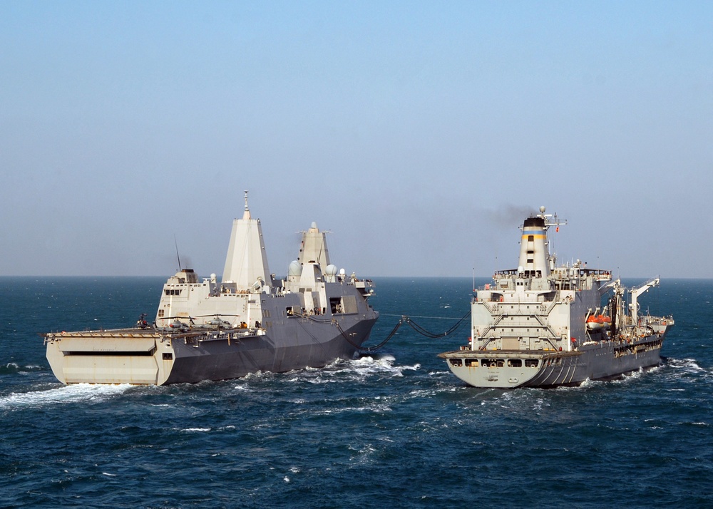 USS San Antonio and USNS Laramie