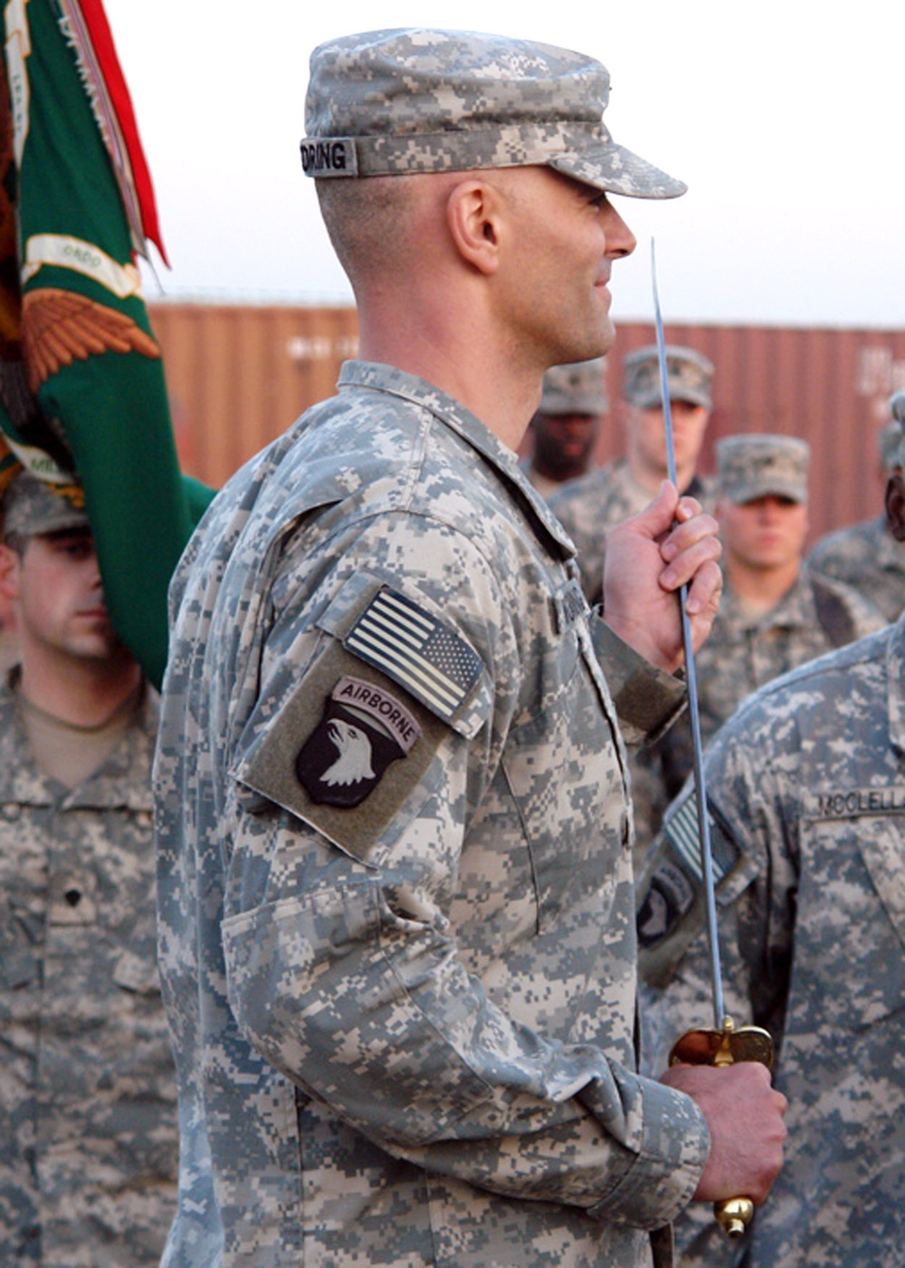 716th Military Police Battalion Command Sergeant Major hands over reins during ceremony