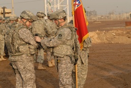 Headquarters, 10th Sustainment Brigade Soldiers earn their shoulder sleeve insignia for wartime service