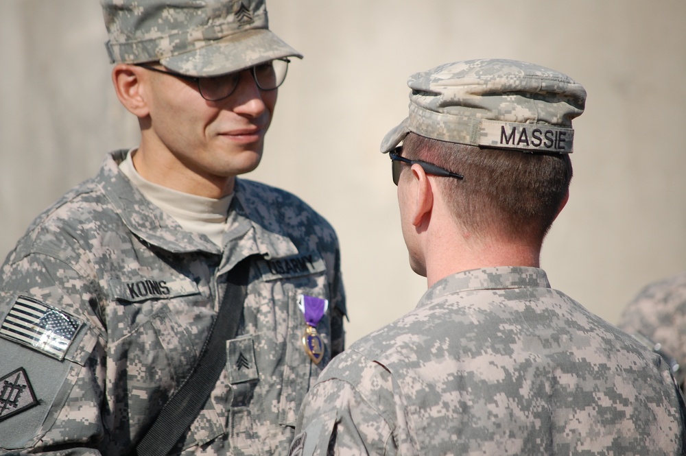 54th Engineer Battalion Soldiers Awarded the Purple Heart and Army Commendation Medal with Valor