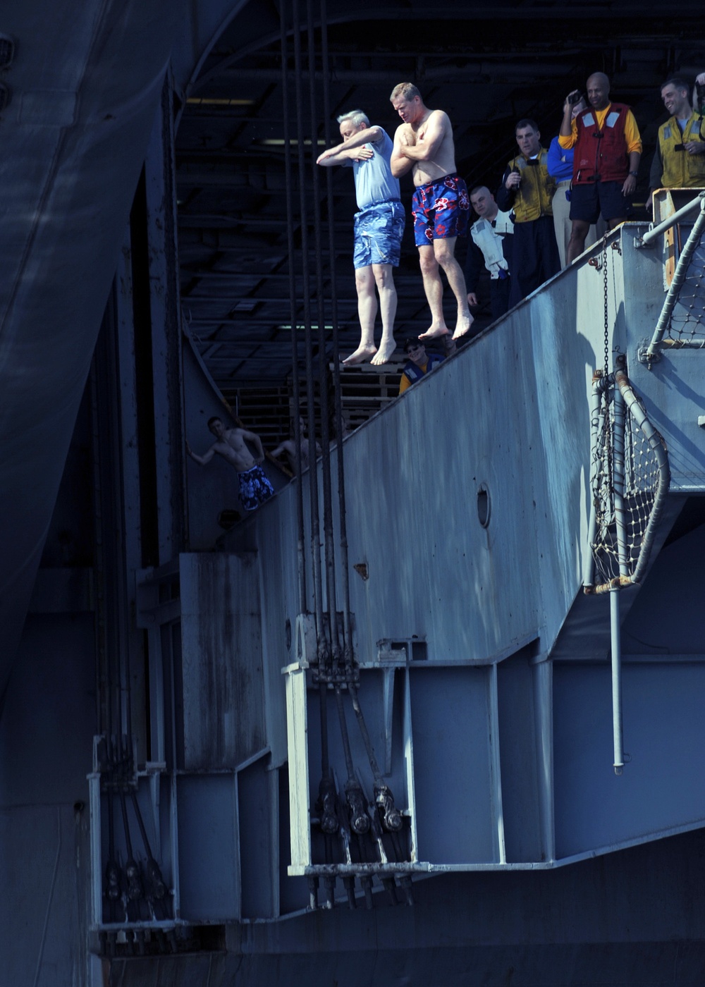 Rescue swimmers on USS Theodore Roosevelt