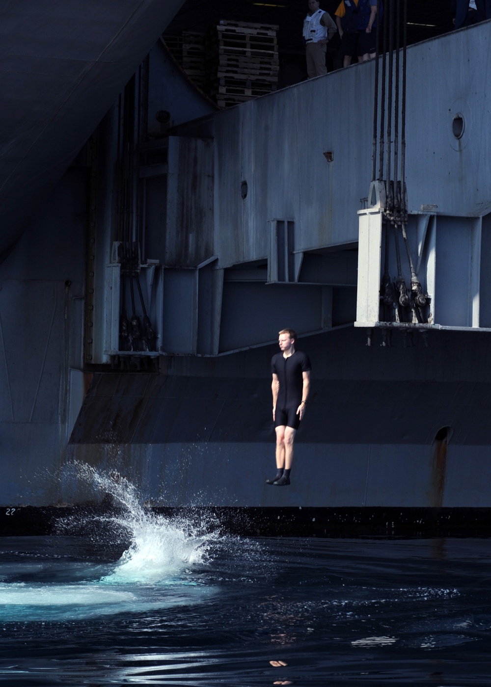 Rescue swimmers on USS Theodore Roosevelt