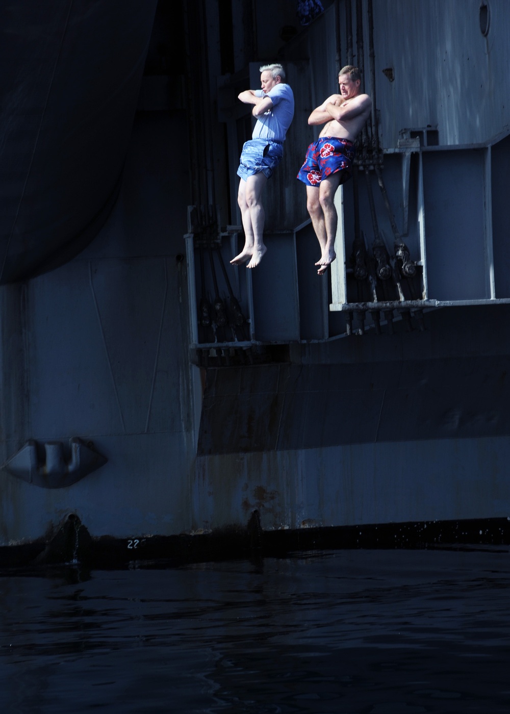 Rescue swimmers on USS Theodore Roosevelt