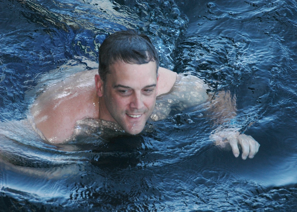 Swim call on USS Theodore Roosevelt