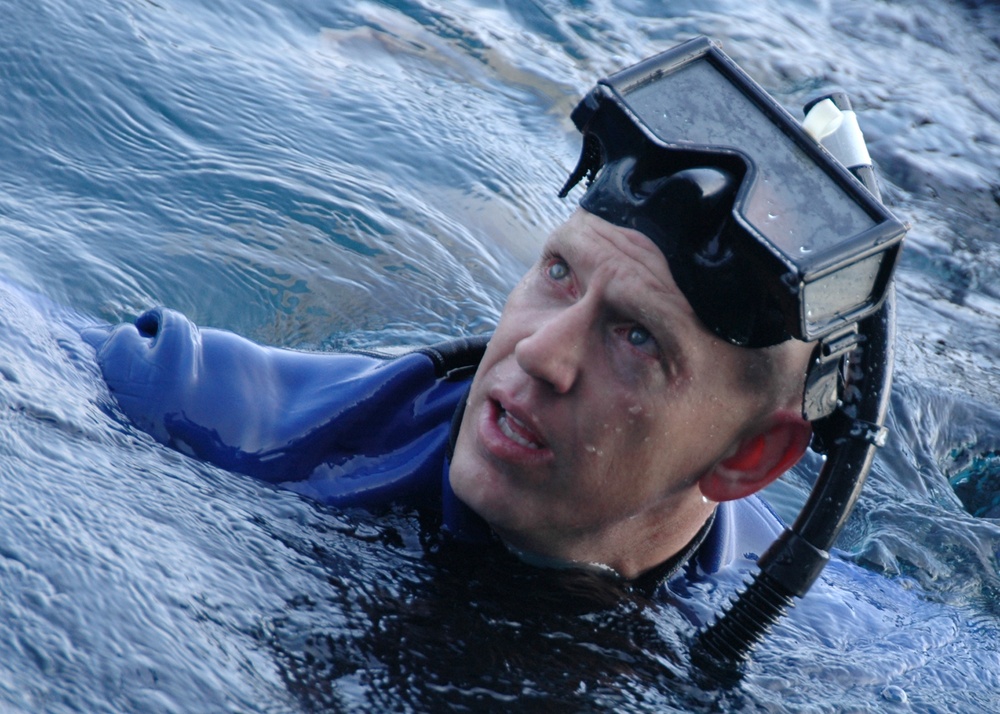 Swim call on USS Theodore Roosevelt