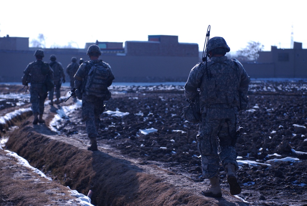 33rd Infantry Brigade Combat Team Soldiers Patrol in Kabul