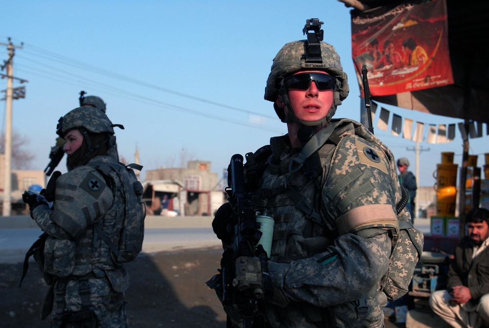 33rd Infantry Brigade Combat Team Soldiers Patrol in Kabul