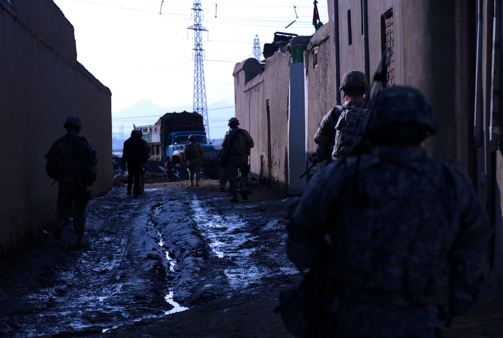 33rd Infantry Brigade Combat Team Soldiers Patrol in Kabul