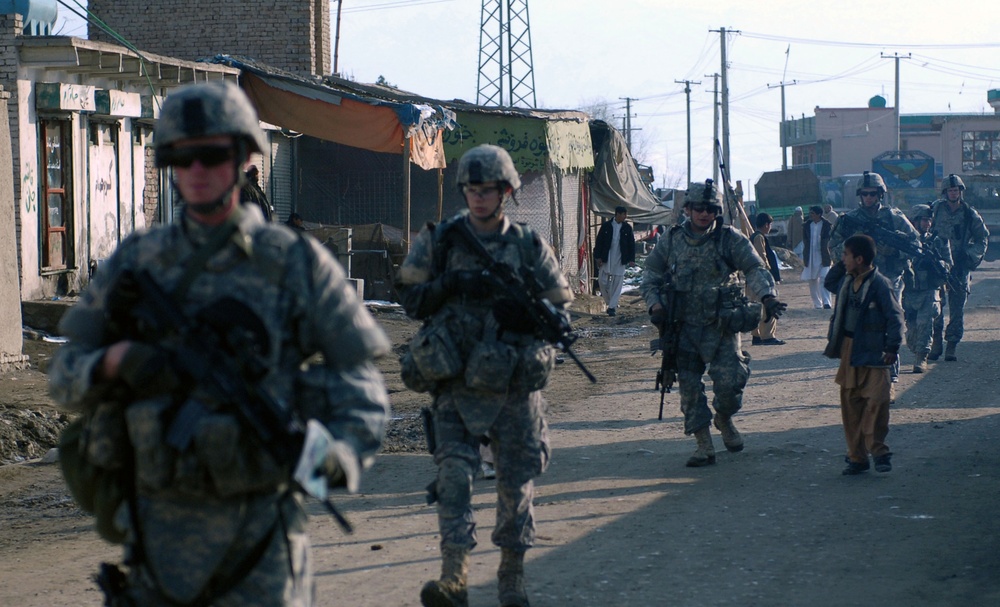 33rd Infantry Brigade Combat Team Soldiers Patrol in Kabul