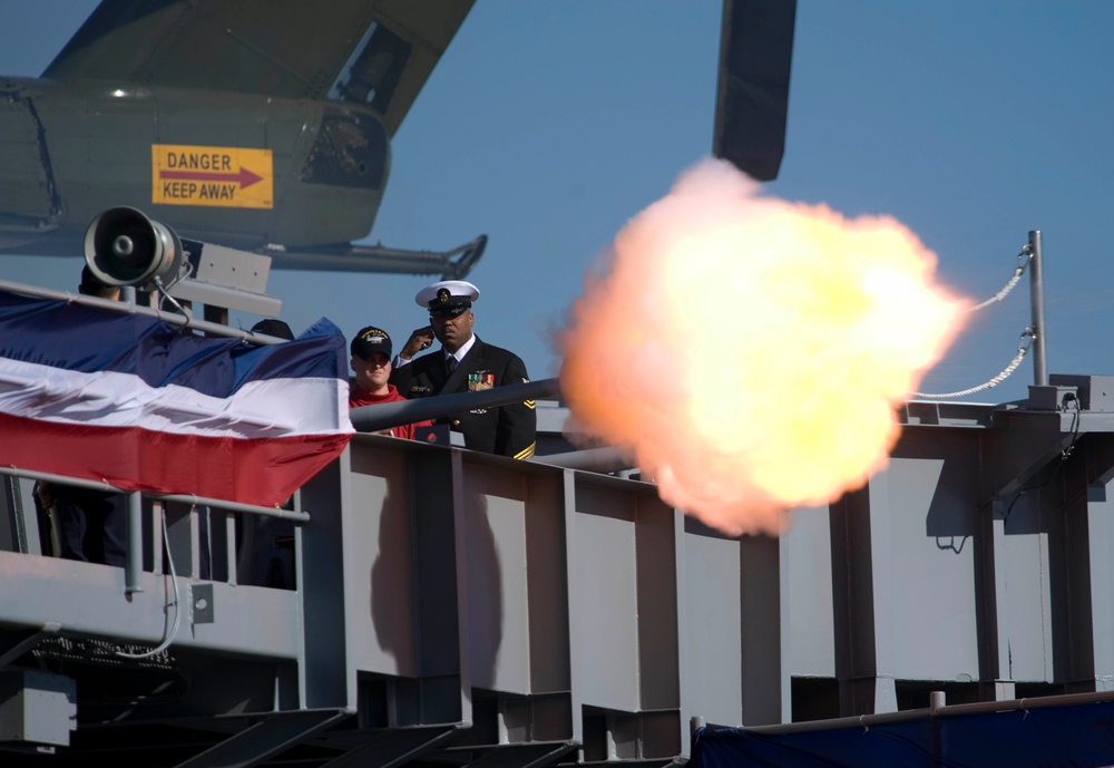 Commissioning ceremony for the aircraft carrier USS George H.W. Bush