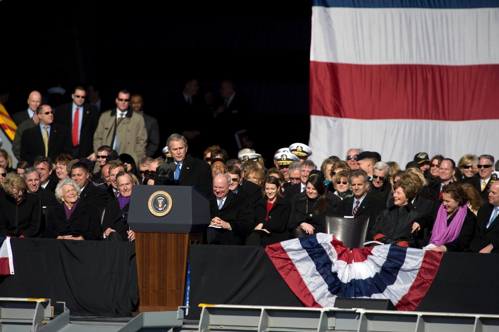 Commissioning ceremony for the aircraft carrier USS George H.W. Bush