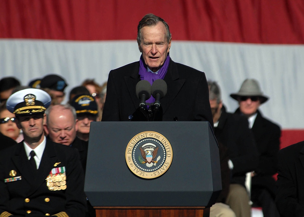 Aircraft carrier USS George H.W. Bush commissioning ceremony