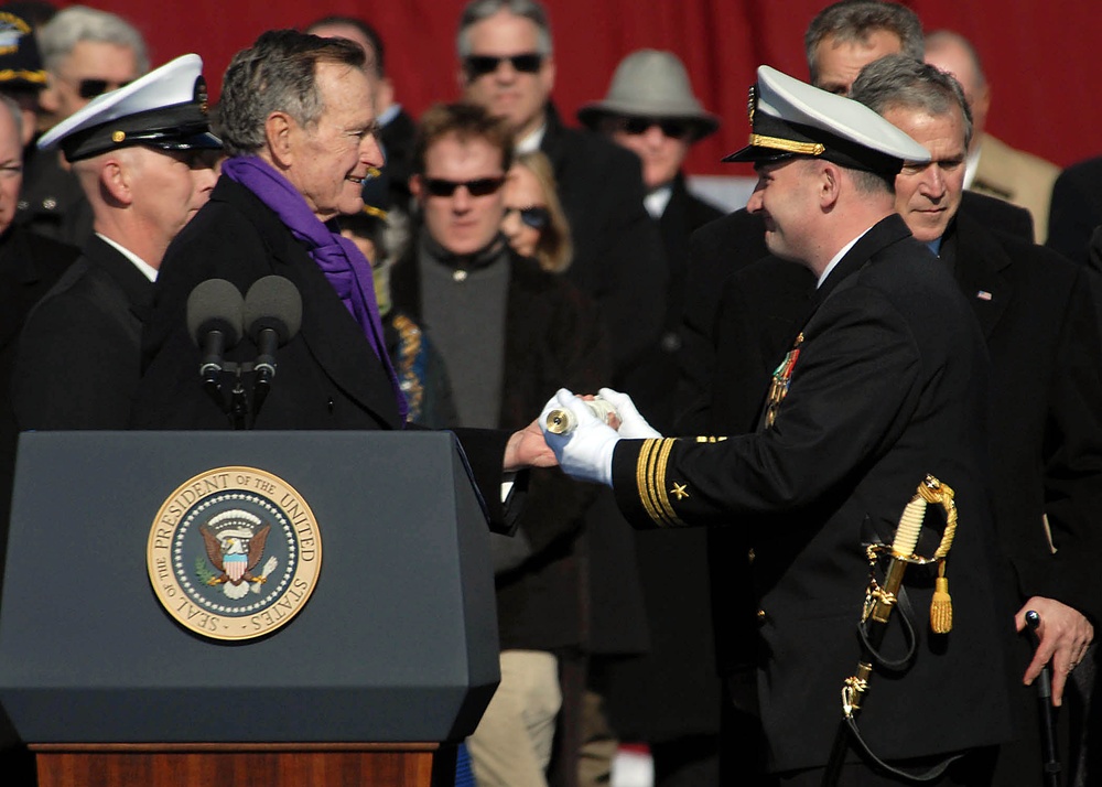 Aircraft carrier USS George H.W. Bush commissioning ceremony