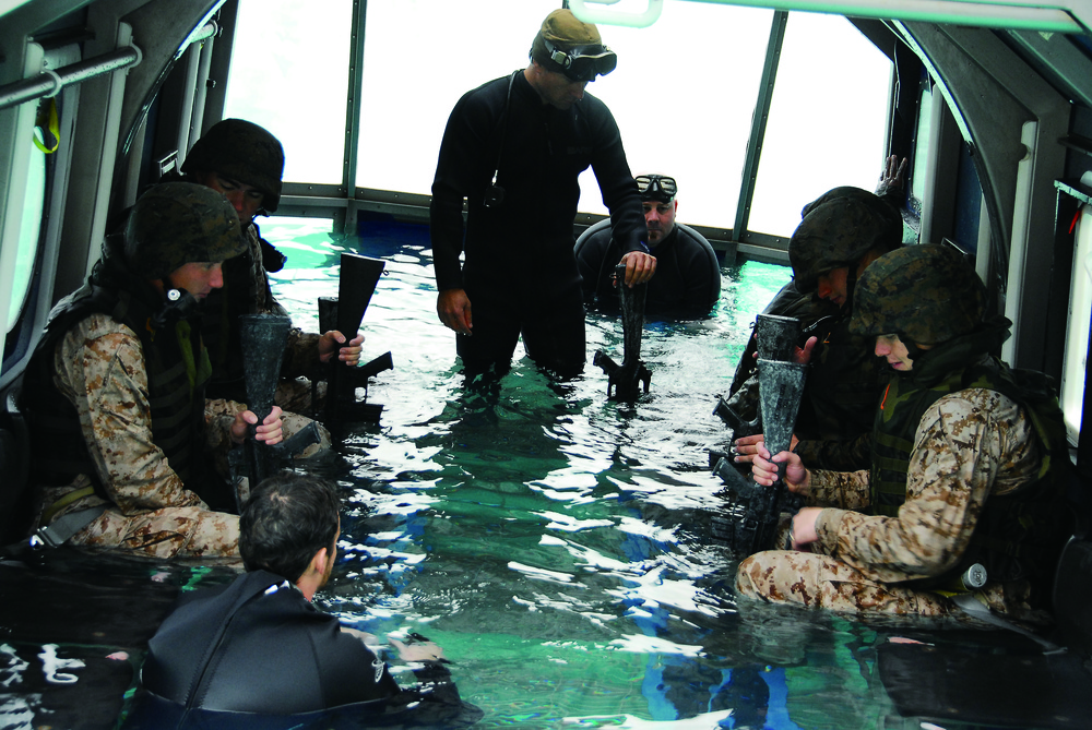 31st MEU Marines on Okinawa learn underwater egress during Helo Dunker Training