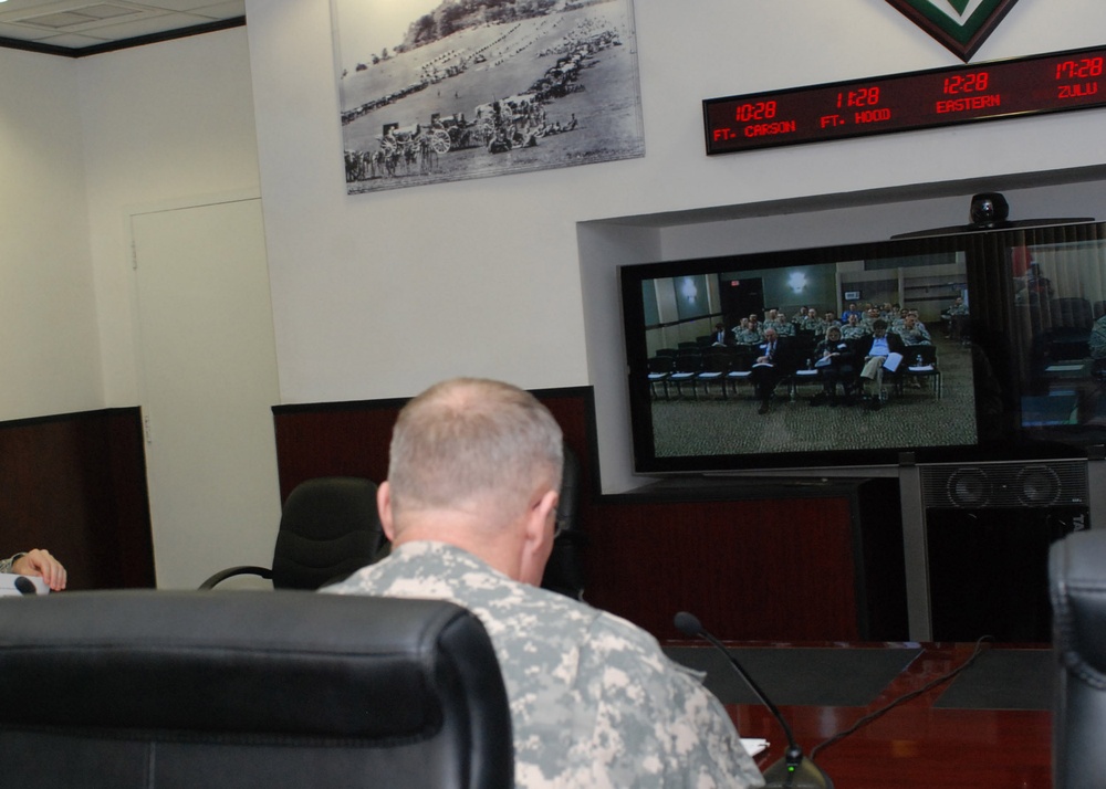 Multi-National Division - Baghdad Commanding General meets with Fort Carson community leaders via Video Teleconference
