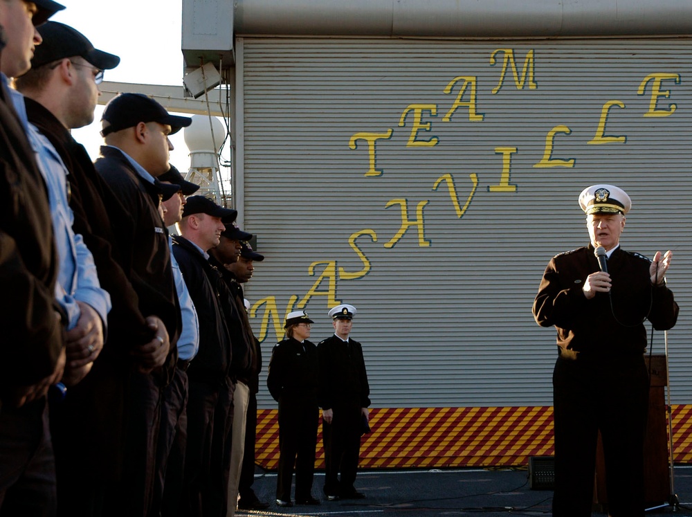 Speaking aboard the USS Nashville