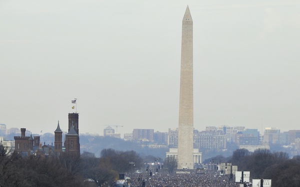 Crowds gather on the National Mall