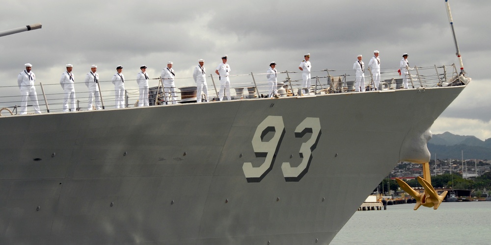 Manning the rails of the USS Chung-Hoon