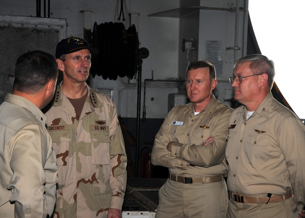 Commander Meets With Sailors on USS Theodore Roosevelt