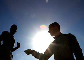 Marines construct and guard combat outposts