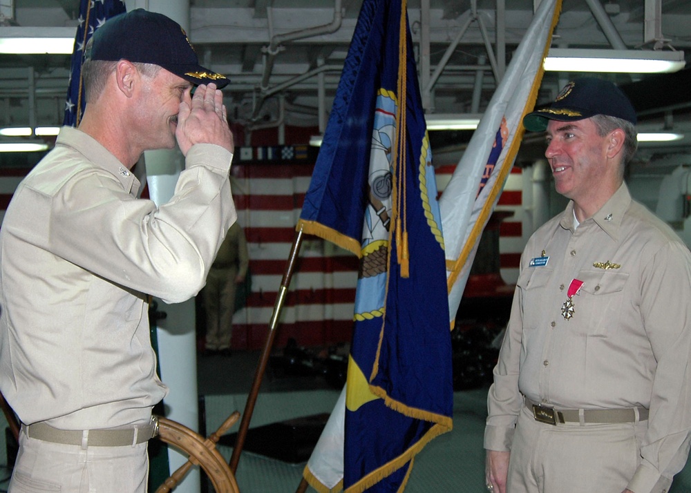 Change of command ceremony aboard USS Boxer