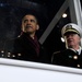 President Barack Obama, military personnel watch inaugural parade