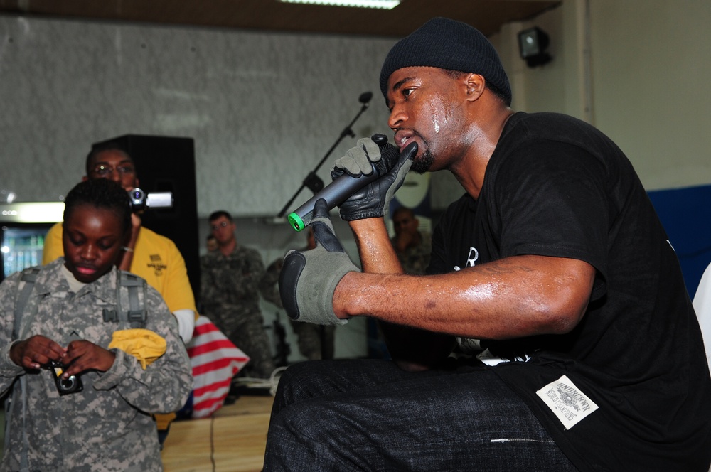 David Banner performs at Forward Operating Base Brassfield Mora