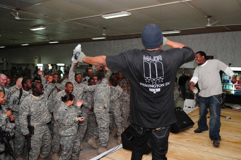 David Banner performs at Forward Operating Base Brassfield Mora