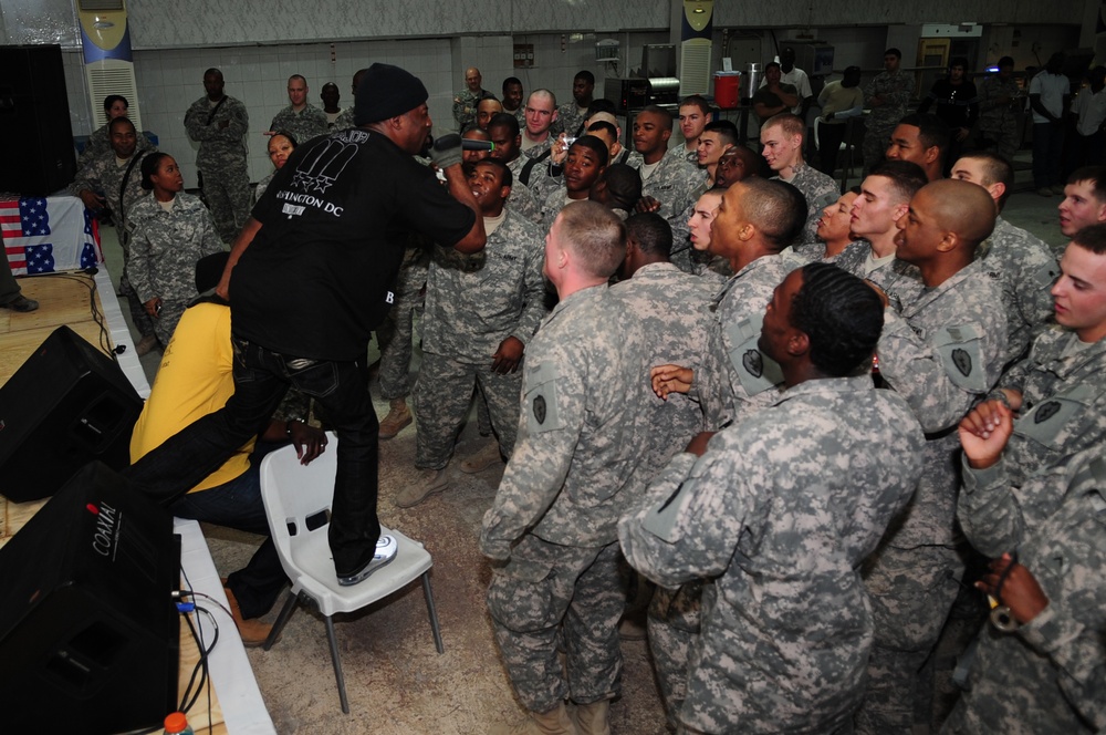 David Banner performs at Forward Operating Base Brassfield Mora