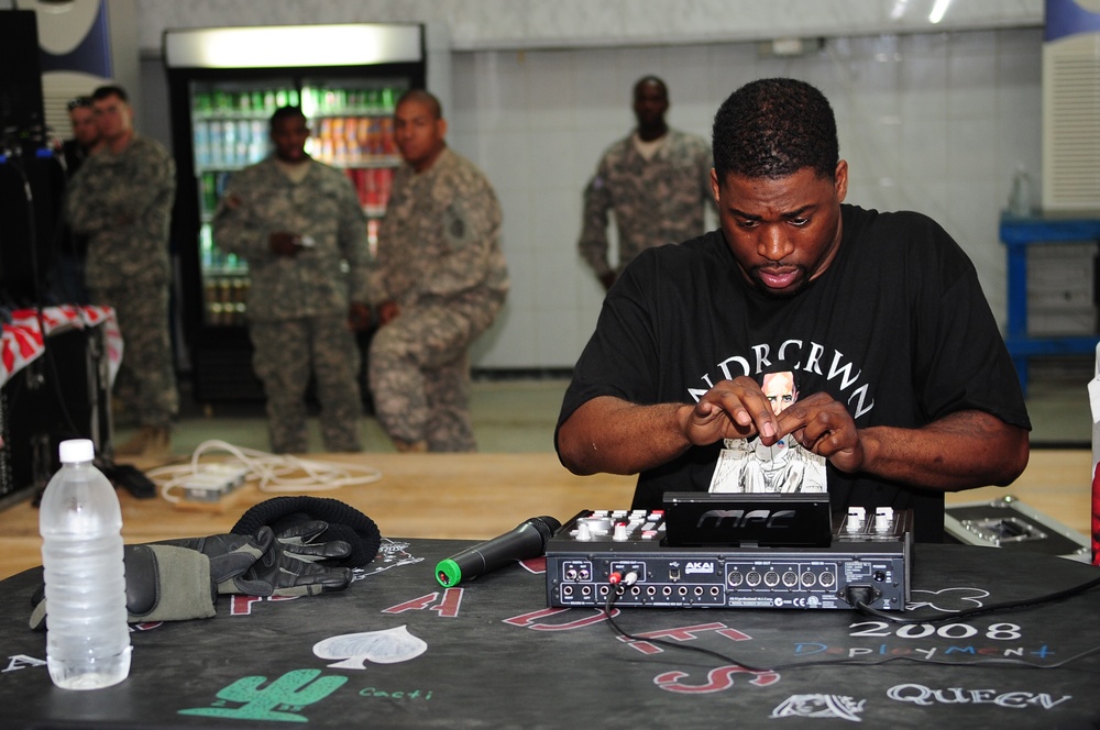 David Banner performs at Forward Operating Base Brassfield Mora