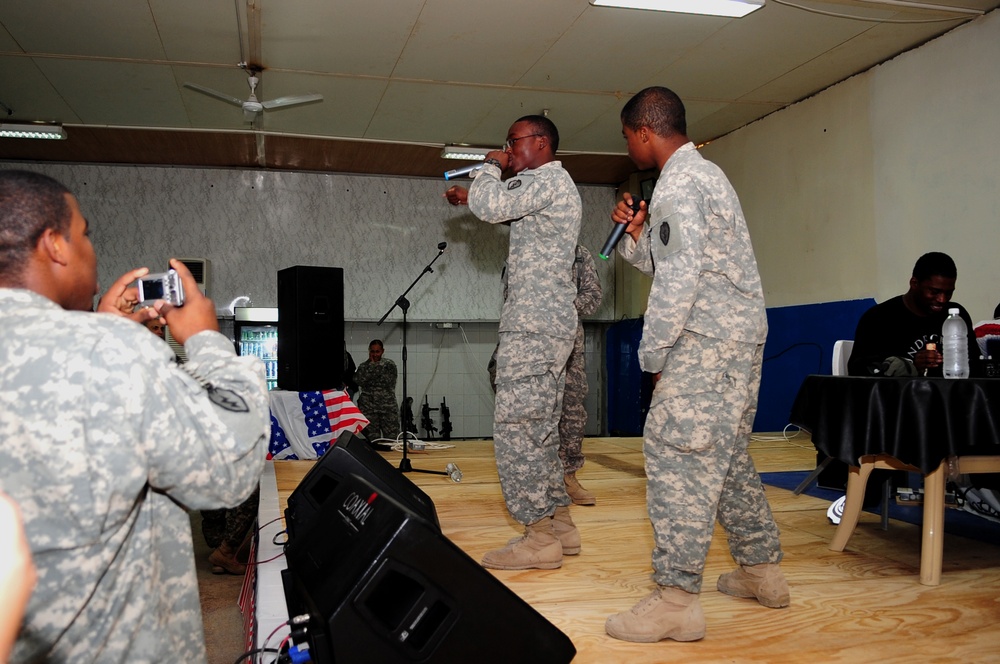 David Banner performs at Forward Operating Base Brassfield Mora