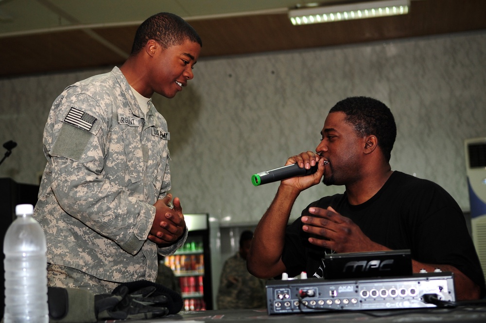 David Banner performs at Forward Operating Base Brassfield Mora