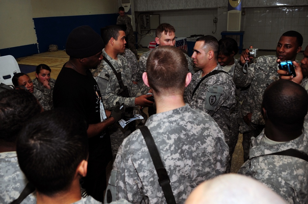 David Banner performs at Forward Operating Base Brassfield Mora