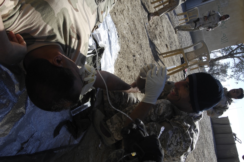 Soldiers Conduct medical training at camp echo